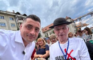 VIDEO. George Simion, astăzi la Câmpulung: ,,Am venit să văd dacă doamna primar dă o cafeluță”