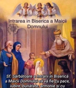 Intrarea în biserică a Maicii Domnului. Urare din partea primarului comunei Bascov