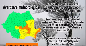 Avertizare meteorologică . Cod portocaliu de viscol în Argeș