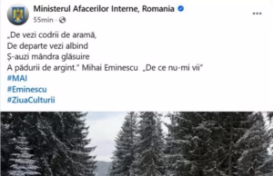 MAI, ținta ironiilor după o postare de Ziua Culturii. Titlu și versuri greșite ale unei poezii de Mihai Eminescu