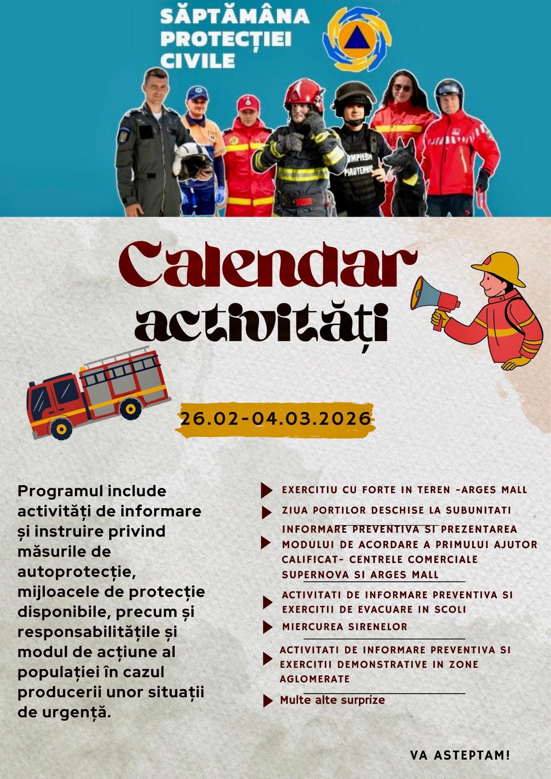 Activități desfășurate de ISU Argeș în contextul Săptămânii Protecției Civile