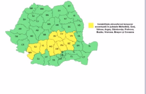 I.S.U. Atenționare meteorologică: Județul Argeș sub cod galben