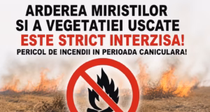 Primăria comunei Bogați avertizează: Arderea miriștilor și a vegetației uscate este STRICT INTERZISĂ