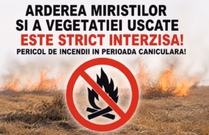 Primăria comunei Bogați avertizează: Arderea miriștilor și a vegetației uscate este STRICT INTERZISĂ