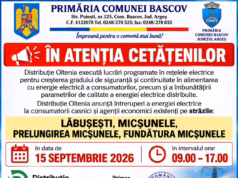 Bascov: întreruperi programate de energie electrică